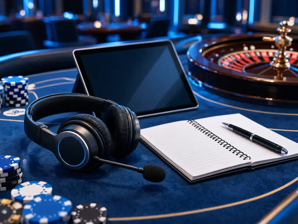 Catatan dan perangkat bantuan di dekat meja roulette
