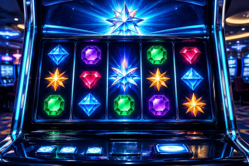 Tampilan konseptual slot permata dengan kolom bercahaya